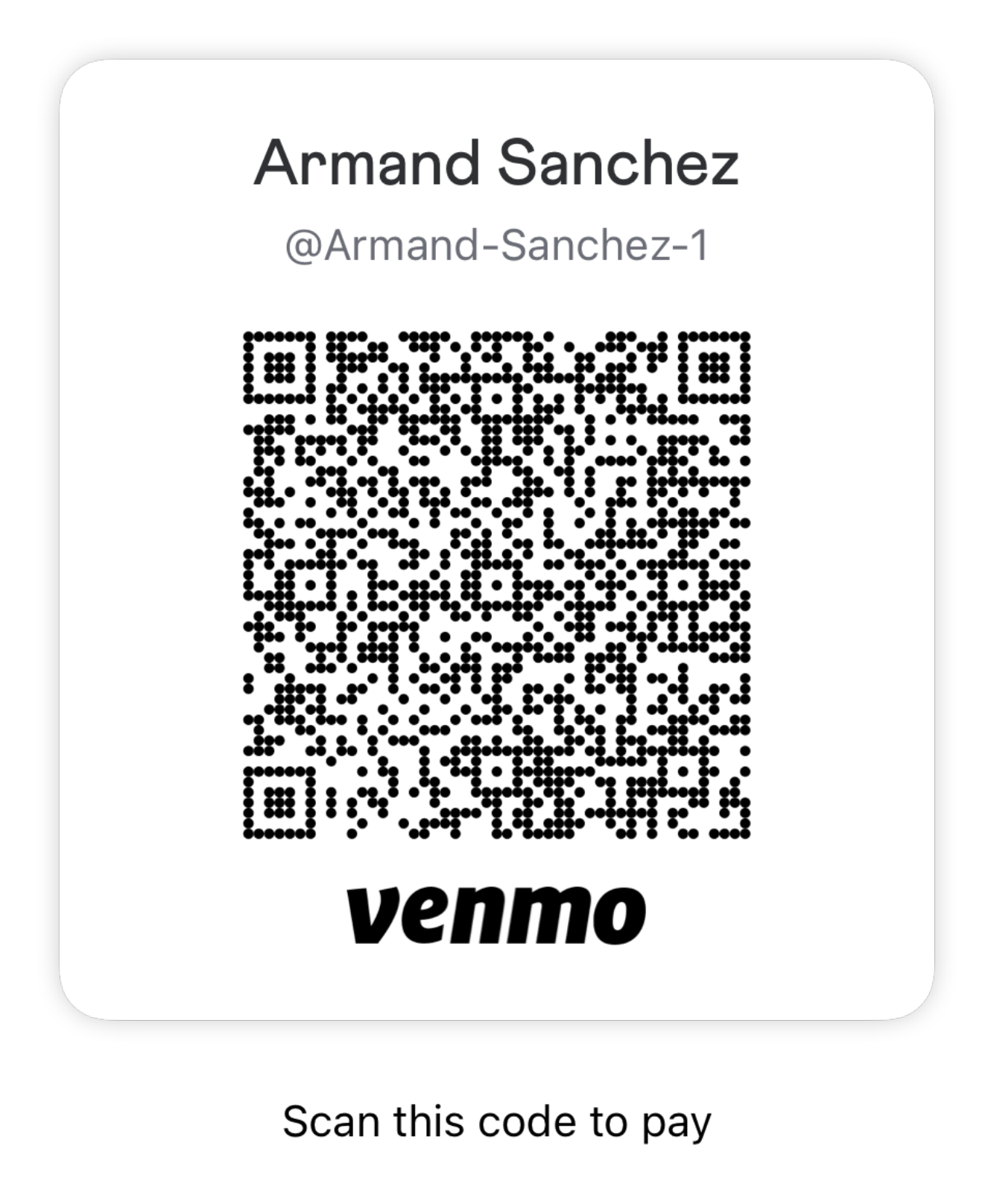 Venmo QR code for Armand Sanchez